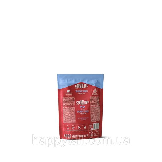 Беззерновой сухой корм Carnilove Active Salmon & Turkey для взрослых кошек лосось и индейка 400 г (арт. 173712) | Зображення 1