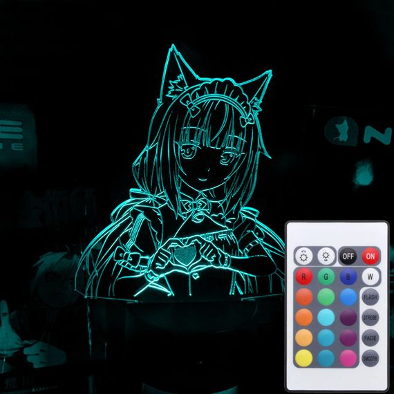 Акриловый светильник-ночник с пультом 16 цветов Nekopara tty-n001890