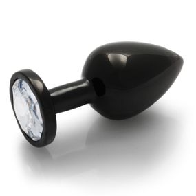 Металева анальна пробка Round Gem, розмір М, чорний/білий Ouch! (Нідерланди) sexstyle