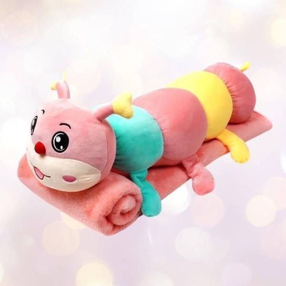 Іграшка-плед Гусениця 3в1 75см (плед 100*150см) Рожевий