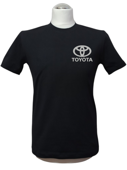 Чоловіча футболка трикотажна чорний із вишивкою логотипа марки Toота Toyota автомобілісту 60