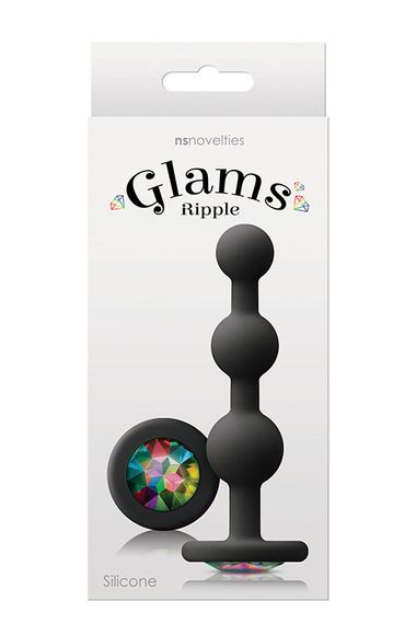 Анальна пробка з кристалом GLAMS RIPPLE RAINBOW Gem BLACK Sex Aura | Зображення 1