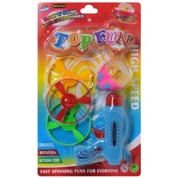 Пистолет запускалка 380-1 с юлой Синий