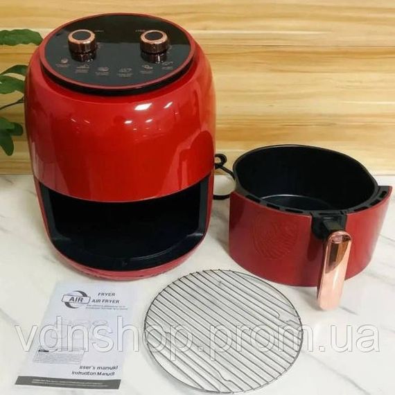 Электро Фритюрница безмасляная Rainberg RB-2318 3800 Вт с съёмной корзиной 8.5л до 30 мин Red ZS-29