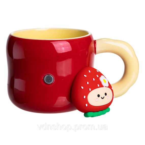 Кубок порцелянова з магнітом Поулиниця 400 (мл) подарункова кружка прикольна чашка для дітей на подарунок Червоний з жовтим | Зображення 3