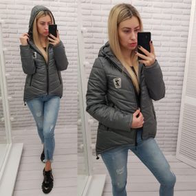 Жіноча демісезонна куртка з емблемою, арт.210/7, темно-сірий