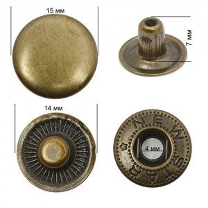 Застібка Альфа 15 мм Антік 30 шт (213659)