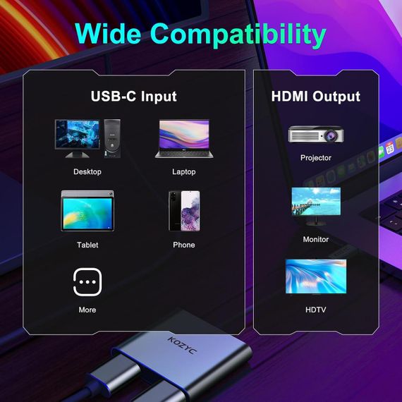 Хаб USB-C двойной HDMI 4K@60Hz адаптер концентратор переходник Type-C для MacBook Dell Samsung Windows Android | Зображення 5