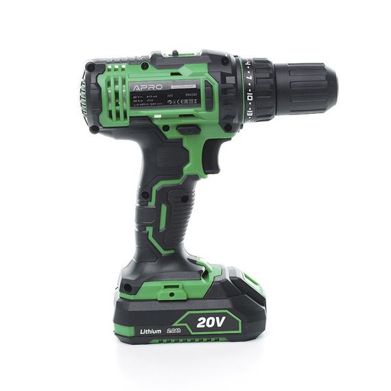Дриль-шуруповерт акумуляторний APRO 895030 20В, 2А, 20D, 2 АКБ, ЗУ, кейс 8950301 | Зображення 1