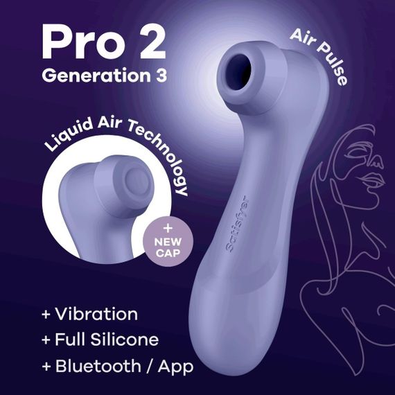 Вібратор кліторальний вакуумний SATISFYER PRO 2 покоління 3 BLUETOOTH бузковий Sex Aura | Зображення 4