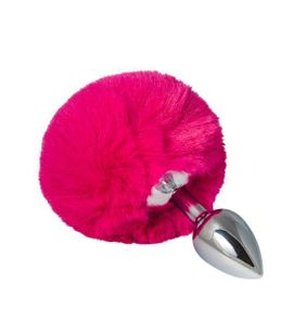 Анальна пробка металева з рожевим хвостиком S sexstyle