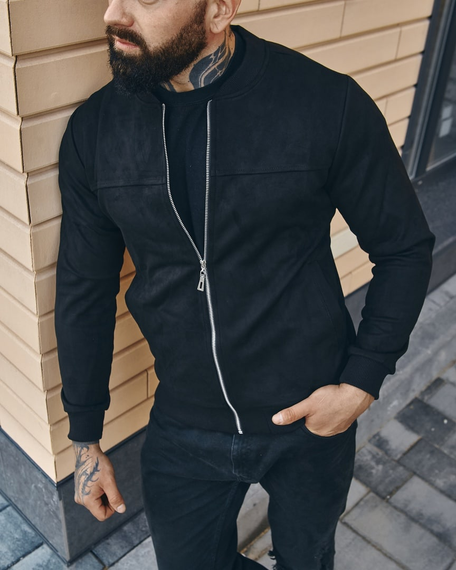 Бомбер замшевий чорний S XL | Зображення 3