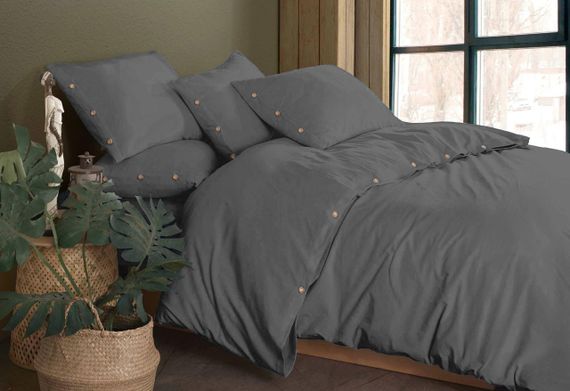 Постільна білизна Golden Colors Stonewashed 200 х 220 см Anthracite (перероблена бавовна)
