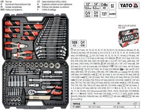 Набор инструмента YATO Польша головок торцевых 1/4'' 1/2'' 109 штук YT-38891