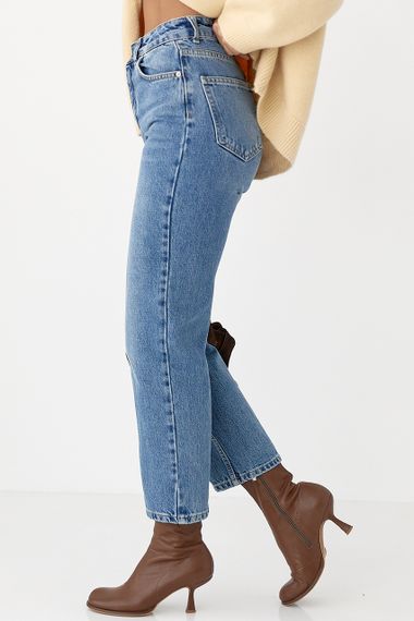 Мом-джинси з високою посадкою - синій цвет, 34р (є розміри) | Зображення 4