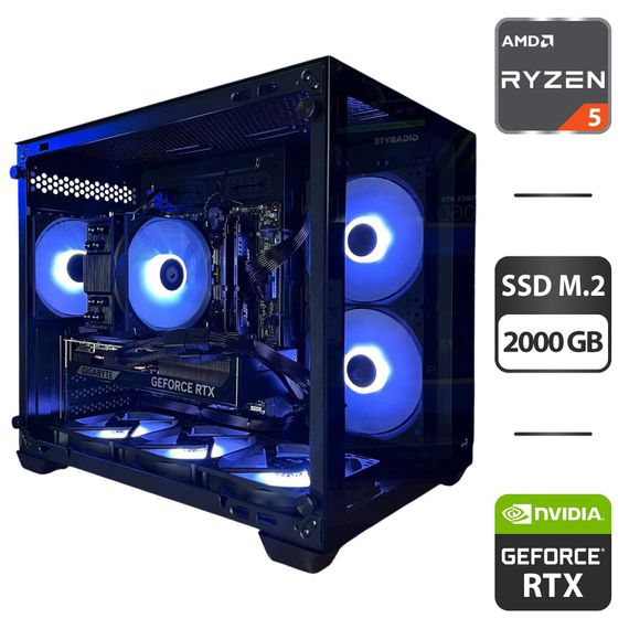 Збірка на замовлення: ігровий ПК AeroCool Dryft Mini Tower / AMD Ryzen 5 7500F (6 (12) ядер по 3,7 - 5,0 ГГц) / 32 ГБ DDR5 / 2000 ГБ SSD M.2 / nVidia GeForce RTX 5070, 12 ГБ GDDR7, 192-bit / 750 Вт
