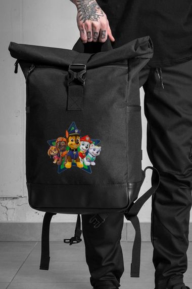 Повсякденний рюкзак роллтоп шкільний для хлопчика/дівчинки Without з принтом Щенячий Патруль Black