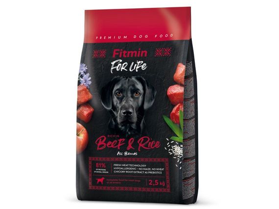 Fitmin dog For Life Beef & Rice (для дорослих собак всіх порід яловичина з рисом), 2,5 кг | Зображення 1