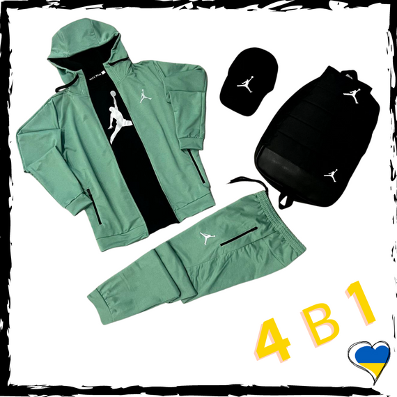 Комплект спортивний Nike Jordan 4в1. Костюм+футболка+кепка+рюкзак. Спортивний костюм | Зображення 2
