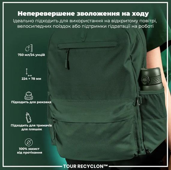 Пляшка для води ION8 750 мл (ЕКО пляшка) BPA Free Dark Green (I8RF750DGRE) | Зображення 2
