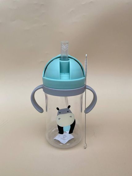 Поїльник непроливайка з трубочкою і грузиком бегемот зелений 350мл | Зображення 6