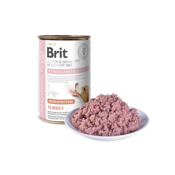 Корм вологий Brit VetDiet Hypoallergenic Turkey для собак із харчовою алергією з індичкою 400 г | Зображення 1