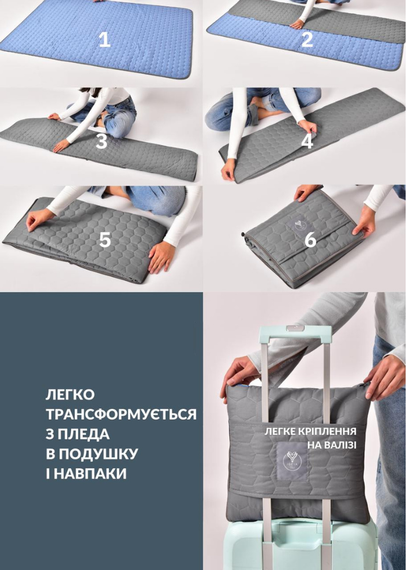 Дорожня подушка-плед IDEIA 35x35 см/120x180 см з мікрофібри графіт/джинс (8-35600*001) | Зображення 9