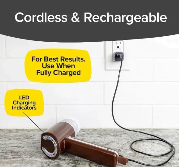 Бездротова електрична щітка для прибирання та миття посуду з 5 змінними насадками, USB заряджання | Зображення 5