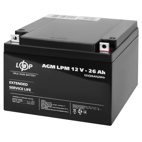 Акумулятор AGM LPM 12V - 26 Ah | Зображення 1