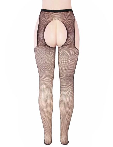Колготки украшенные стразами с имитацией чулков Star Night Diamonds Pantyhose черный, XS-M sexstyle | Зображення 5
