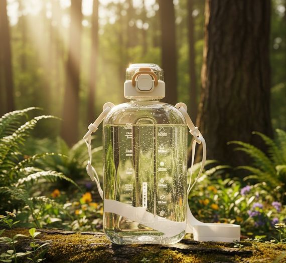 Спортивна пляшка для води SPORT (750 мл) — BPA-free пластик, бежева | Зображення 1
