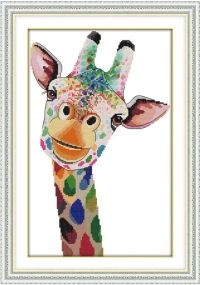 Набор для вышивания по нанесённой на канву схеме "Giraffe" .  AIDA 14CT printed, 28*41 см