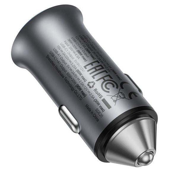 АЗП Acefast B16 PD65W+QC3.0 total 95W (1USB-A/1C) Gray | Зображення 5