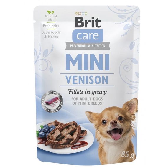 Вологий корм з оленіною для собак дрібних порід Brit Care Міні Fillets In Gravy Venison, 85 гр