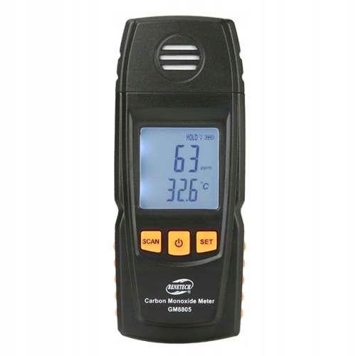 Детектор чадного газу CO + термометр (0-1000 ppm, 0-50 °C) BENETECH GM8805 | Зображення 1