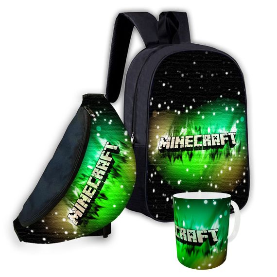Набор детский Майнкрафт Крипер"Minecraft" рюкзак 36х27см сумка-бананка,кружка с принтом для мальчика (01555)