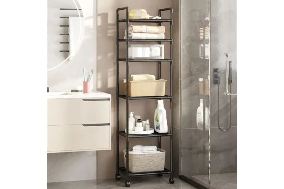Полиця етажерка TVT-02 6 ярусів 170х42х32см Чорна | Зображення 1