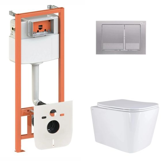 Набір Qtap Nest 4 в 1 підвісний унітаз Tern Ultra Quiet 525x345x360 + комплект інсталяції QT17332303AW47507