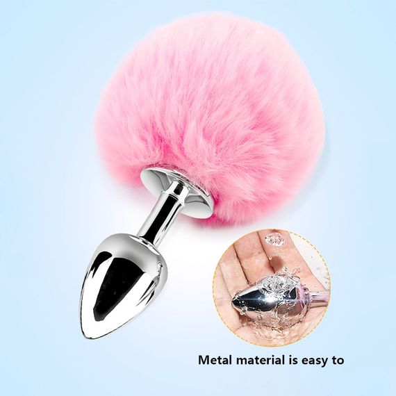 Анальная пробка хвост "Funny bunny", размер S, цвет розовый, D 28mm sexstyle | Зображення 1