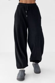 Спортивні штани палаццо з накладною кишенею - чорний цвет, L (є розміри)