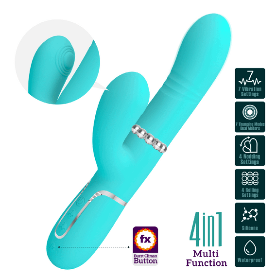 Вібромасажер із поступальним рухом серії Pretty Love - Mariana Twinkled Green 7 vibration functions 4 rolling functions, Sex Aura | Зображення 1