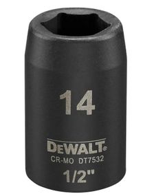 Головка торцева ударна DeWalt IMPACT коротка шестигранна 1/2" 14 мм (DT7532)