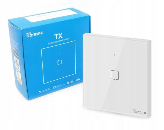 Sonoff t0eu1c-tx стеклянный интеллектуальный сенсорный выключатель фонарик wifi 1-ch | Зображення 3