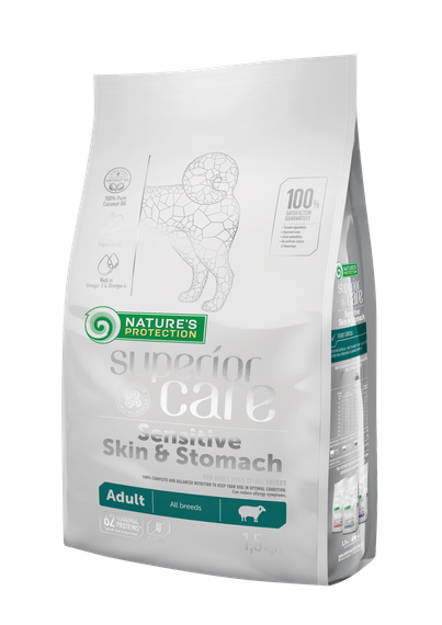Корм Nature's Protection Superior Care Sensitive Skin & Stomach Adult All Breeds сухой для собак с чувствительным пищеварением 1.5 кг