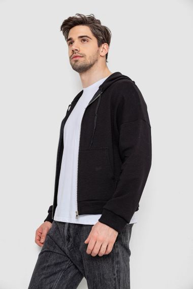 Кофта чоловіча на блискавці з капюшоном, колір чорний, 238R103 | Зображення 2