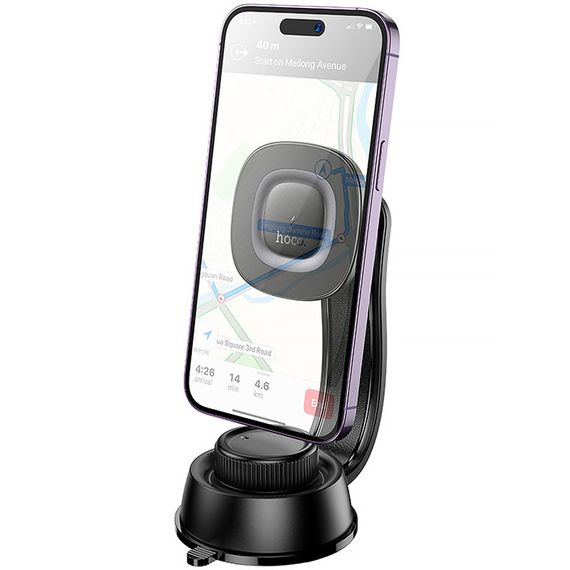 Автотримач з БЗП Hoco HW31 Crown Magnetic Wireless Charging 15W Black / Metal gray | Зображення 3