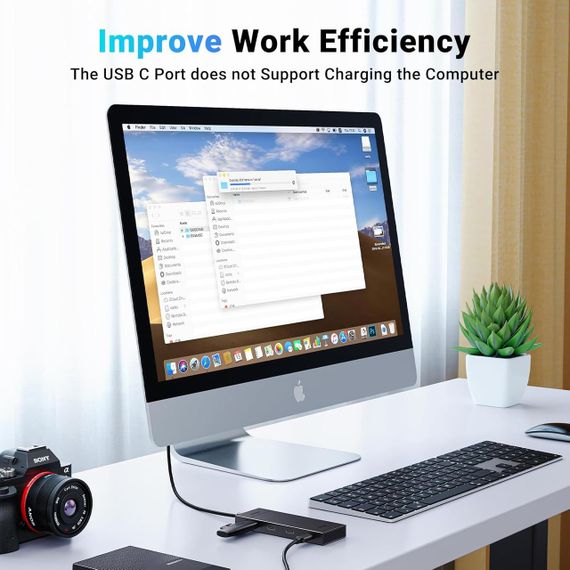 Хаб USB-C Ugreen 4в1, багатопортовий адаптер USB 3.2, 4-портовий концентратор для передачі даних 10 Гбіт/с Plug&Play | Зображення 3