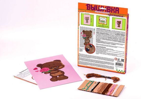 Набір для творчості "Вишивка хрестиком за номерами" економ VK-01 Danko Toys Ведведик 1 Вид 6 | Зображення 1