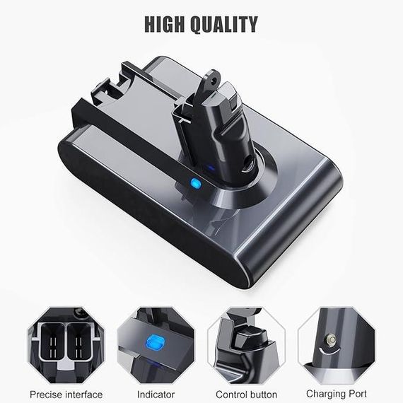 Змінний акумулятор для Dyson V6 EVARY 4600 мА·год 21,6 В. Підходить для моделей DC62, DC58, DC59, DC61.