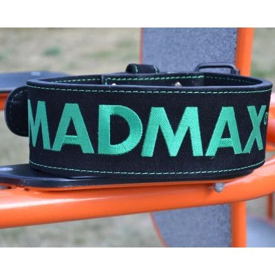 Атлетический пояс MadMax MFB-301 Suede Single Prong шкіряний Black/Green XXL (MFB-301_XXL) | Зображення 1